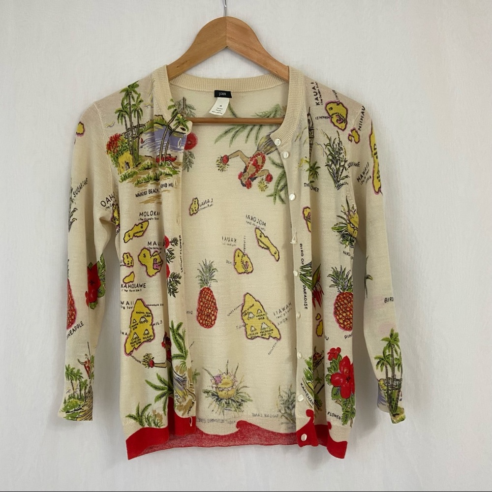 00s vtg J Crew Hula Cardigan
